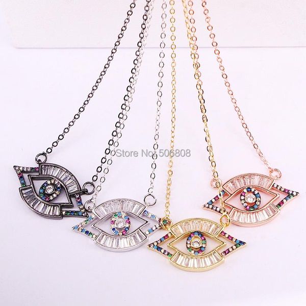 

pendant necklaces 6pcs, fashion jewelry cubic zirconia cz eye women men, Silver