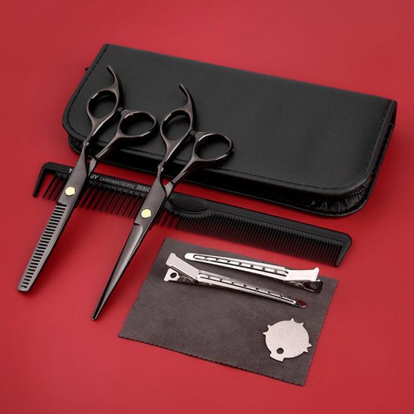 

hair scissors hairdressing cut set black 8-piece household stainless steel flat