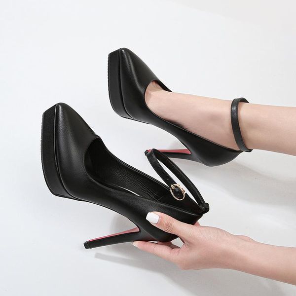 

dress shoes high heel thin platform black work 12cm women female