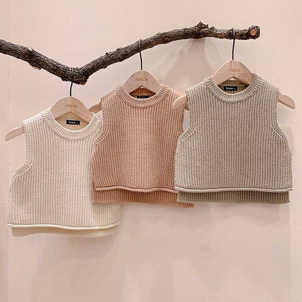 

autumn winter baby boys girls waistcoat children clothing boys girls sleeveless loose vest kids thicken knit vest, Blue