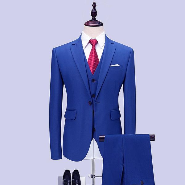 

men's suits & blazers hoo 2021 casual fashion solid color suit young blue wedding dress three, White;black