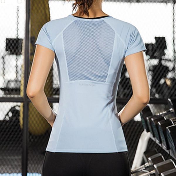 

yoga shirt women short sleeve crop breathable running sport t shirts fitness clothes gym workout sportswear women's outfit
