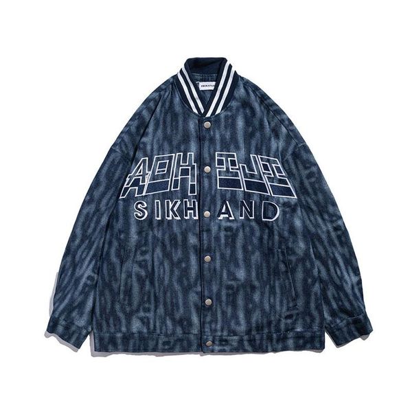 

men's jackets 2021 hip hop harakuju baseball jacket outwear men letter embroidery varsity collage clothing patchwork stand collar, Black;brown