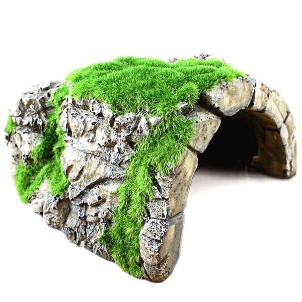 

reptile caves, fish hideouts in sanctuary, resting natural caves with artificial moss, suitable for crayfish decorative flowers & wreaths