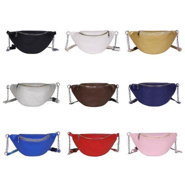 

waist bags casual chain leather fanny packs bag waterproof antitheft women walking shopping band belt multi-function 2021