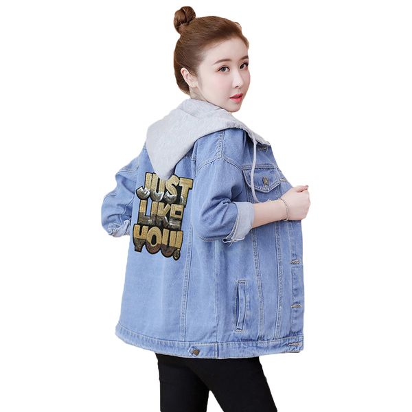 

women's jackets straight women's jean jacket, jacket printed jeans slim cotton e4tf, Black;brown