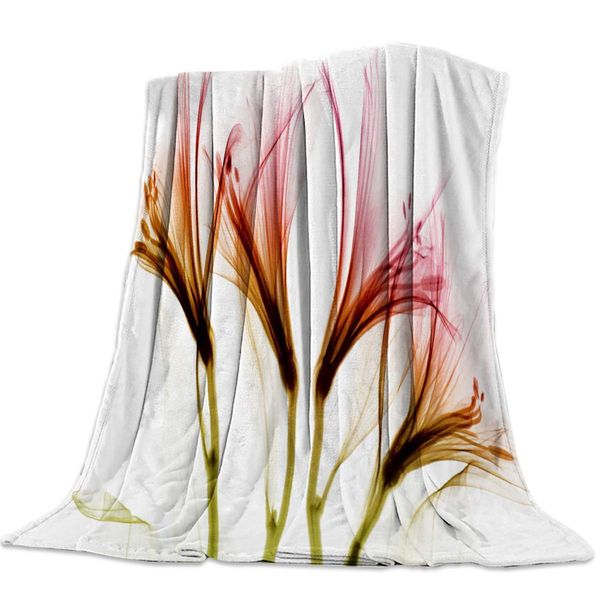

Flannel Fleece Blanket Mondern X-Ray Flowers Blooming Floral Super Soft Warm Cozy Bed Couch or Car Throw Blanket for Children