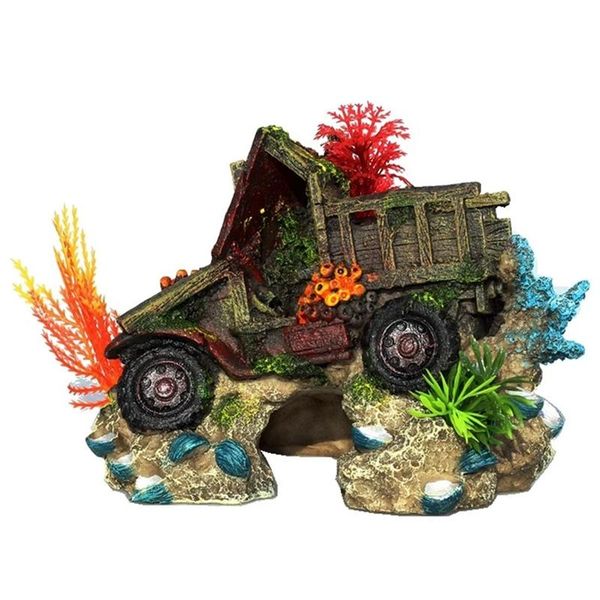 

decorations aquarium shell truck wreck coral reef decoration ornaments fish shrimp shelter tank landscaping aquascape decor