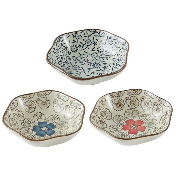 

set 3pcs japanese style sauce dipping plates ceramic (assorted color) dishes &