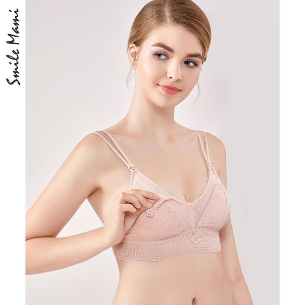 

momanda women's lace maternity nursing bra lightly padded wireless bralette 210318, White
