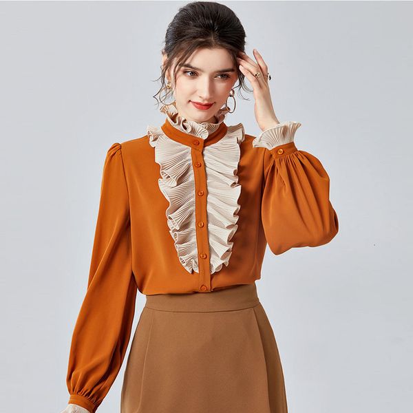 

women's blouses & shirts runway designers elegant spring ruffles enlargement female sleeve ladies blouses office shirts party o6hr, White