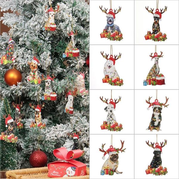 

christmas decorations holiday home ornament kids toys navidad decor dog wooden pendants hanging decoration tree
