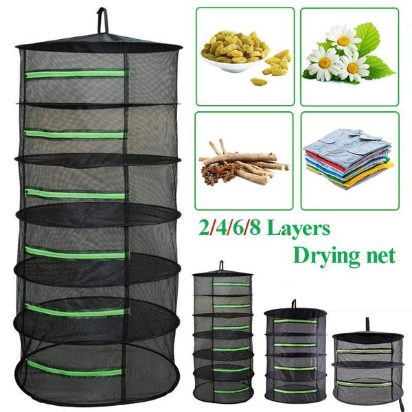 

4/6/8 layers drying net folding fishing hanging basket foldable dry rack bag mesh dryer herbs flowers plants clothe d30 laundry storage & or