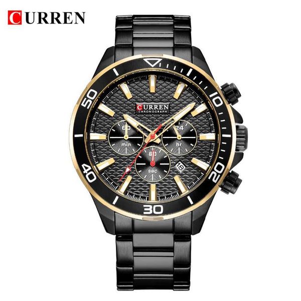 Nuovo orologio da uomo Casual Orologio da polso sportivo al quarzo militare Curren Brand Fashion Cronografo Orologio da uomo in acciaio inossidabile Relojes Q0524