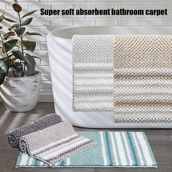 

carpets household carpet entrance door mat thickening kitchen bathroom non-slip striped absorbent chenille tapis salon pi669