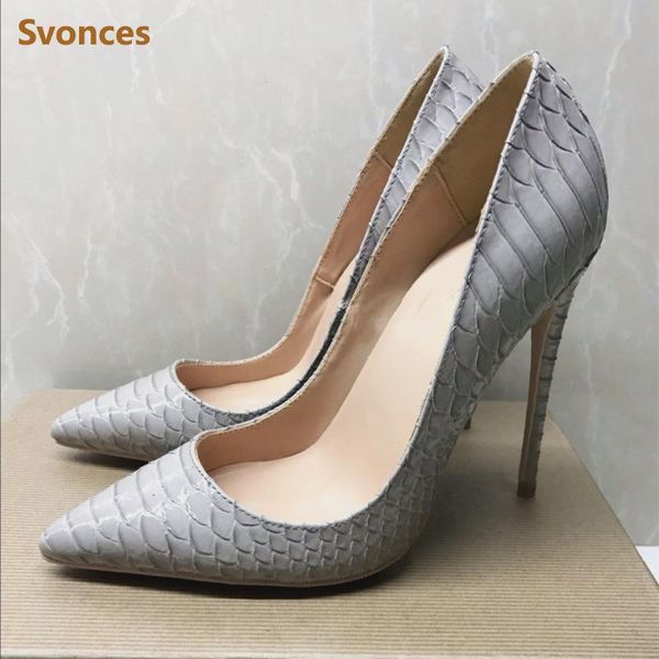 

dress shoes 2021 snakeskin pattern woman pumps gray fashion pointed toe high heels lady shallow party women size 35-43, Black