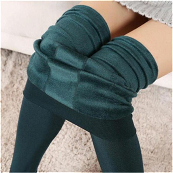 

women's leggings 2021 ladies warm plus cashmere high elastic high-quality slim fashion foot legs pants, Black