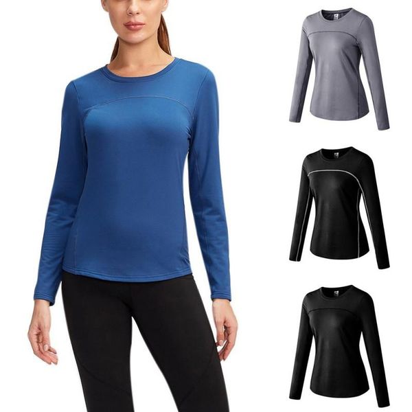 

yoga outfits women autumn winter shirt plus velvet long-sleeve fitness sports training clothes slim quick-drying stretch t-shirt, White;red