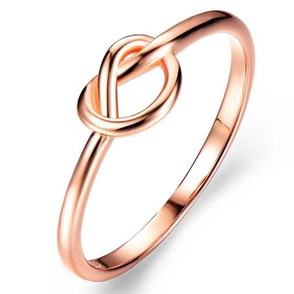 

simple ladies steel color rose gold knotted ring exquisite jewelry anniversary gift cluster rings, Golden;silver