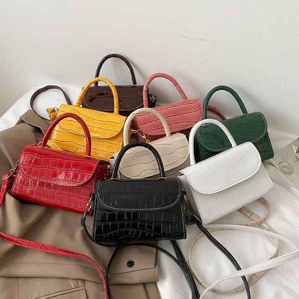 

women alligator pattern crossbody bags fashion solid color mini square bag female soft pu leather purses and handbags shoulder
