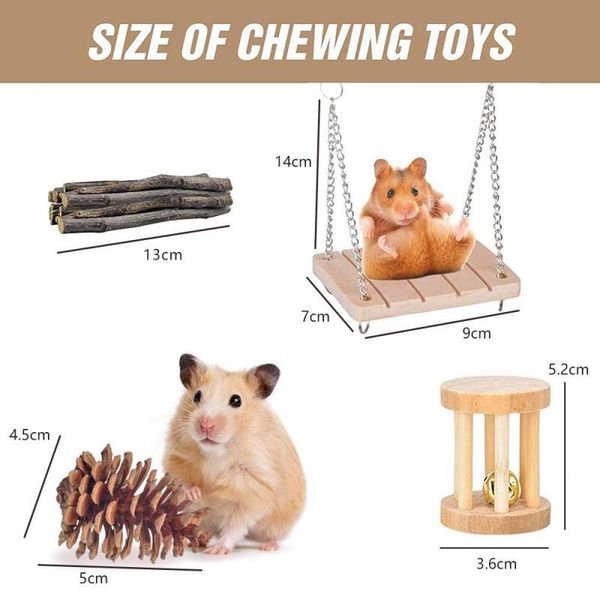 

natural wooden hamster toys set gerbils guinea pigs chew small animal pet molar cat