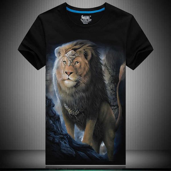 

men's t-shirts summer lion 3d short sleeve large bottoming shirt, White;black