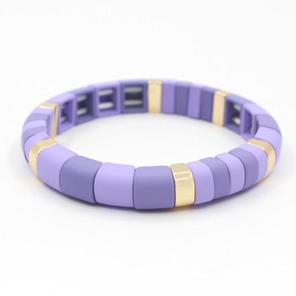 

charm bracelets enamel diy handmade bead string geometric shape original fashion women's bracelet purple frosted paint cold wind elasti, Golden;silver