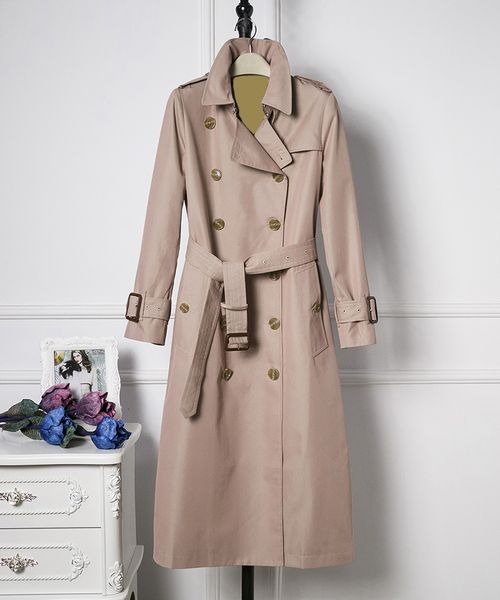 

women's trench coats long classic windbreaker waterproof british high-end english style autumn winter gabadian solid color size coat s7, Tan;black
