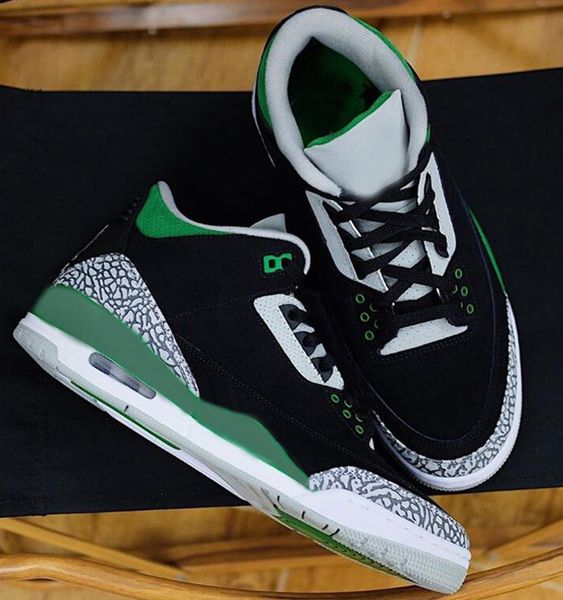 

3 pine green mens basketball shoes suede 3s black pine green cement grey-white men outdoor trainers sports sneakers with box ct8532-030