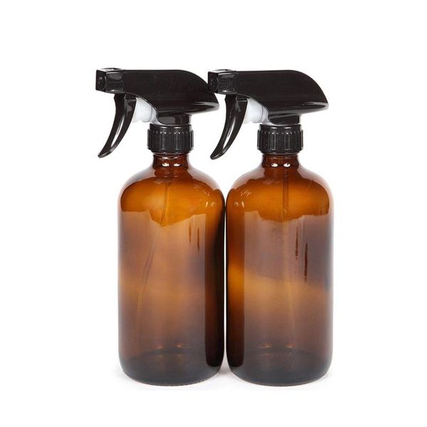 

storage bottles & jars 2pcs 480ml empty clear amber cobalt blue glass spray bottle with mist stream trigger sprayer for essential oils 16 oz