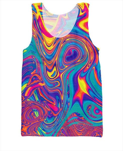

fashion oil spill vest psychedelic swirl of vibrant 3d tank women men tees summer style outfits, White;black