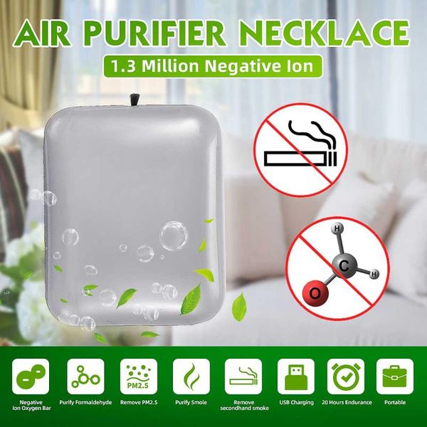 

air purifier personal usb portable wearable necklace negative ion generator freshener removing car deodorization space clear purifiers