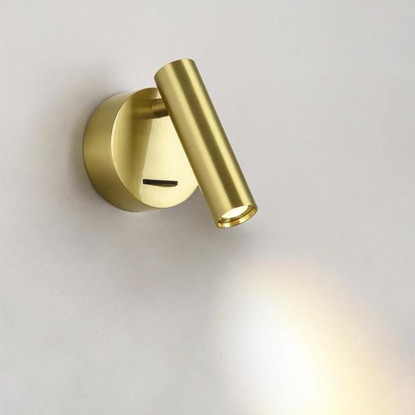 

wall lamp modern and simple golden led for living room bedroom round surface mounted 3w reading bedside