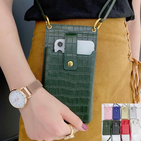 

cell phone pouches multifunctional satchel,cosmetic bag,card case,crocodile pattern crossbody shoulder bag universal wallet mirror case