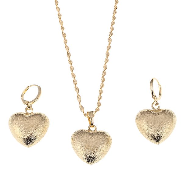 Coração pingente colares brincos romântico conjuntos de jóias para mulheres meninas casamento presente namorada esposa presentes