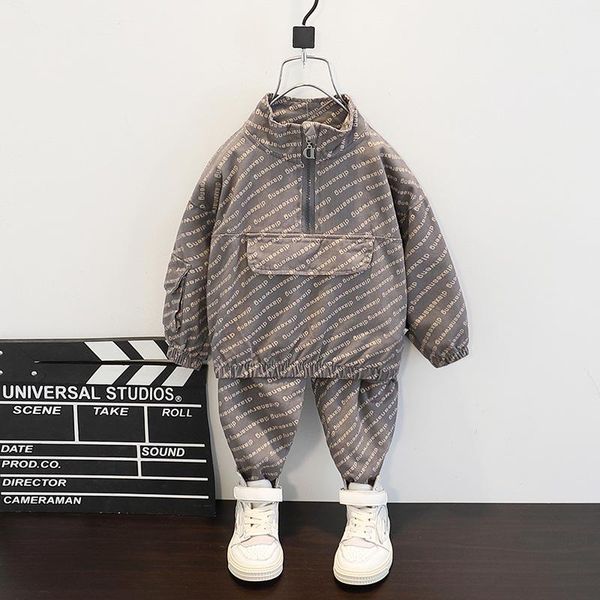 

clothing sets toddler boys spring autumn fashion casual full kids half zip pullover+pants outfits, White