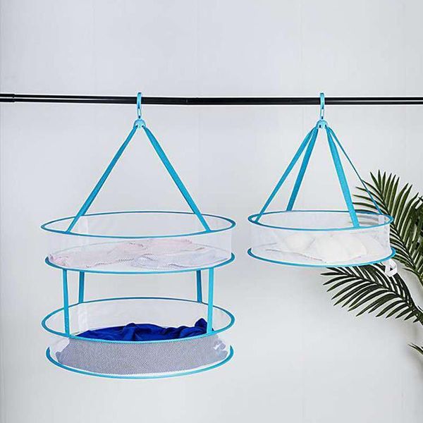 

hook type household drying basket double layer socks net clothes flat pocket hanger foldable 1 piece laundry storage & organization