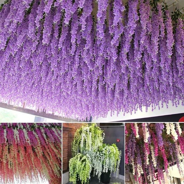 

decorative flowers & wreaths artificial hydrangea wisteria flower for simulation wedding arch rattan wall hanging home garden party decorati