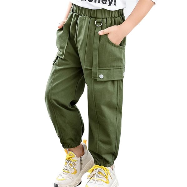 

boys cargo pants pockets toddler sport solid color children's teenage clothes for 210527, Blue