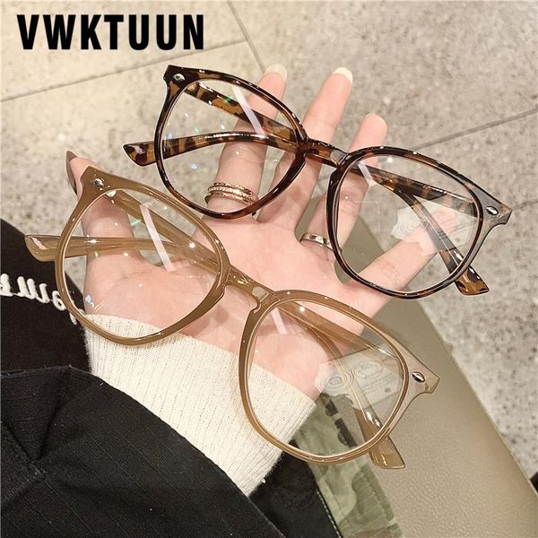 

fashion sunglasses frames vwktuun transparent eyeglasses for women men anti blue light glasses optical frame retro computer reading, Black