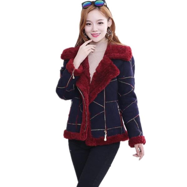 

women's fur & faux genuine sheepskin coats womens real coat shearling jacket sheep leather with gray c181, Black