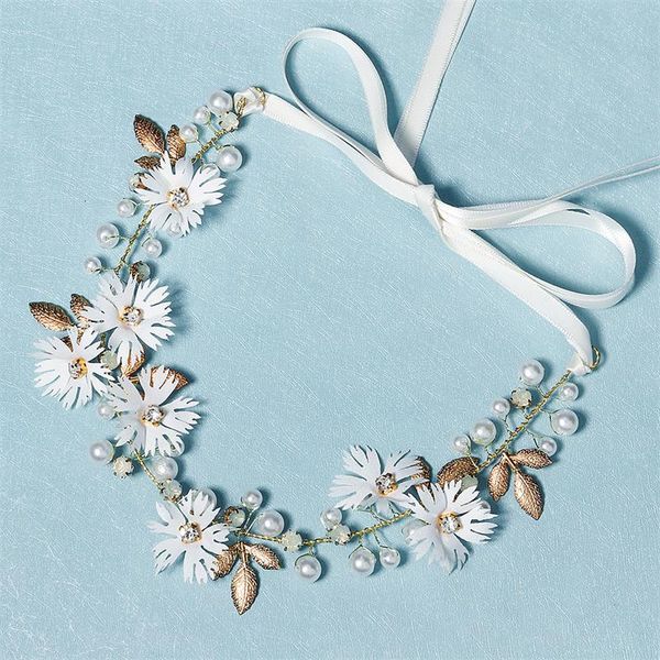 

hair clips & barrettes golden simulation floral fabric women headband pearl accessories dress head jewelry wedding bride bridesmaid, Golden;silver