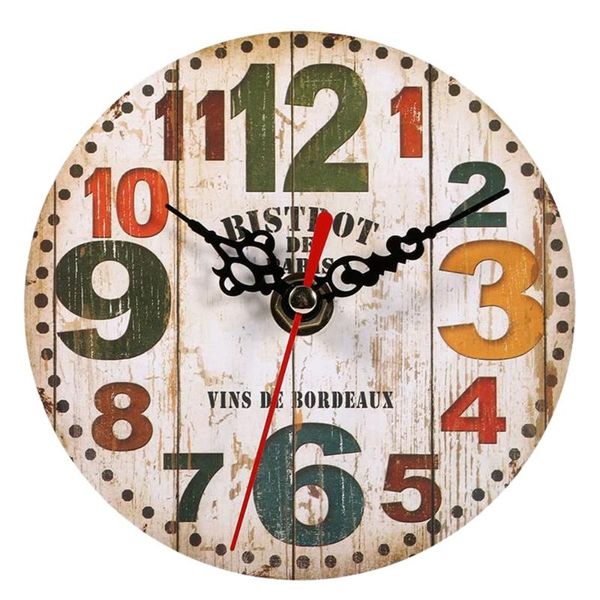 

other clocks & accessories wooden clock living room home wall retro style round decoration bedroom diameter 12cm - 2