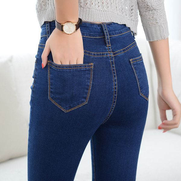 

20212021 new plus size womens jeans casual all-match slim jeans high quality, Blue