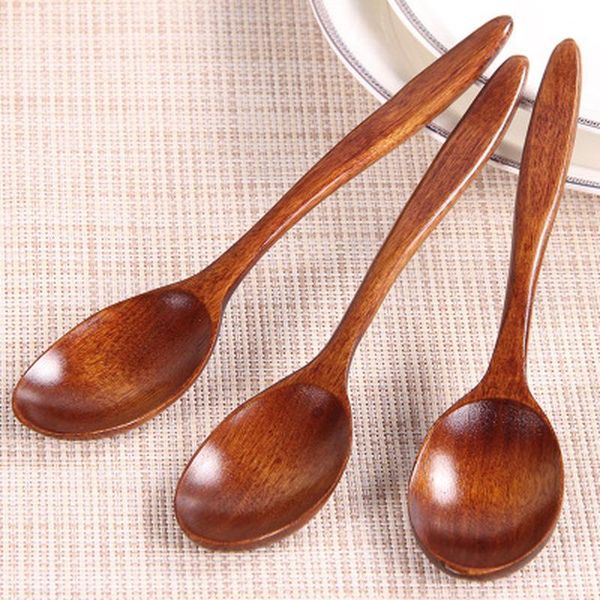 

1pc wooden soup spoon kitchen tool dine tableware long handle restaurant accessories japanese style smooth surface spoons