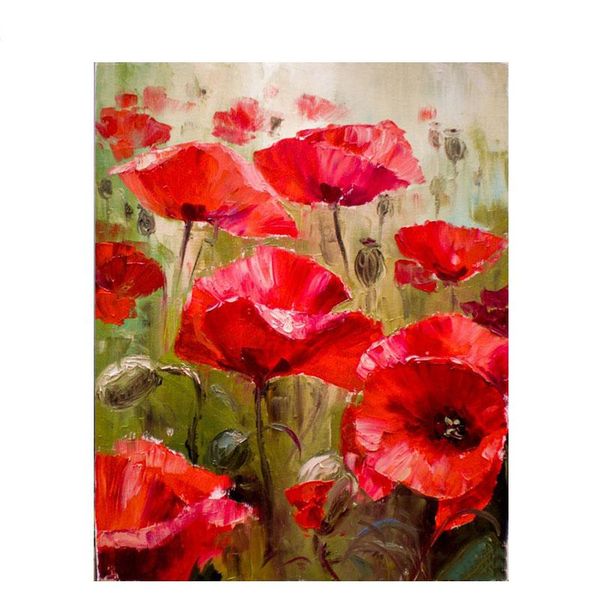

paintings gatyztory diy painting by numbers poppy flowers handpainted oil drawing on canvas adults child home decor