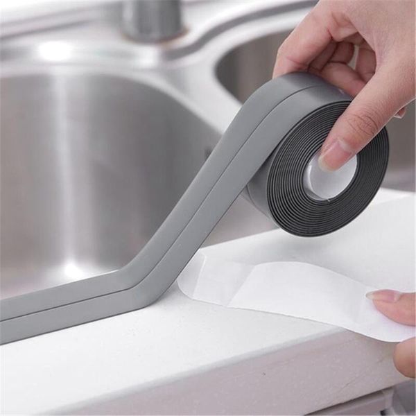 

wall stickers 3.2mx22mm bathroom shower sink bath sealing strip tape white pvc self adhesive waterproof sticker kitchen