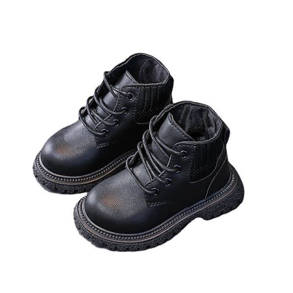 

boys girls boots kids shoes toddler footwear children short boot autumn winter casual infant leather shos b8699, Black;grey