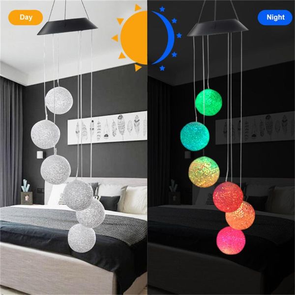 

solar lamps wind chimes 6leds round ball led decorative light multicolor hanging lighting for window/ party/ garden/wedding etc.