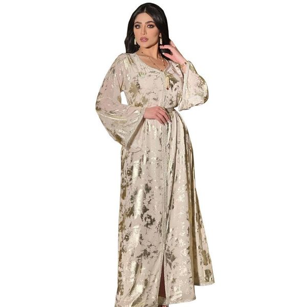 

ethnic clothing autumn fall middle east 2021 dubai jalabiat turkey arabic oman caftan muslim gilded robe women's two-piece set with bel, Red